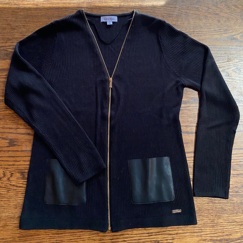 Calvin Klein Full Zip Ribbed Sweater